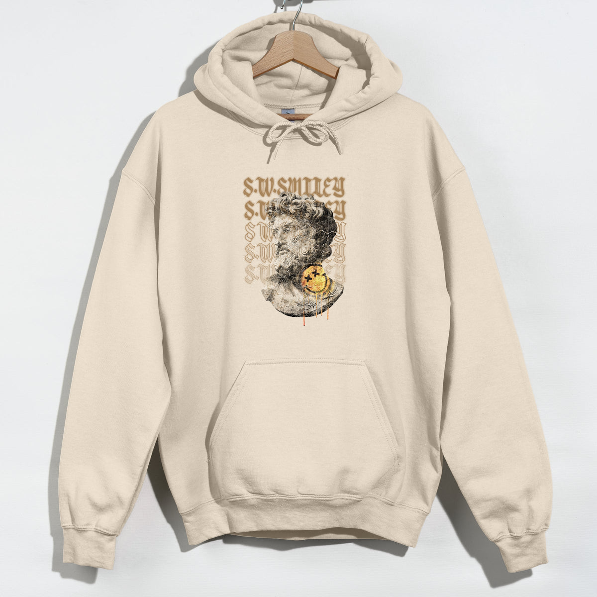 S.W.Smiley Graffitti Roman Statue - Men's Graphic Hoodie