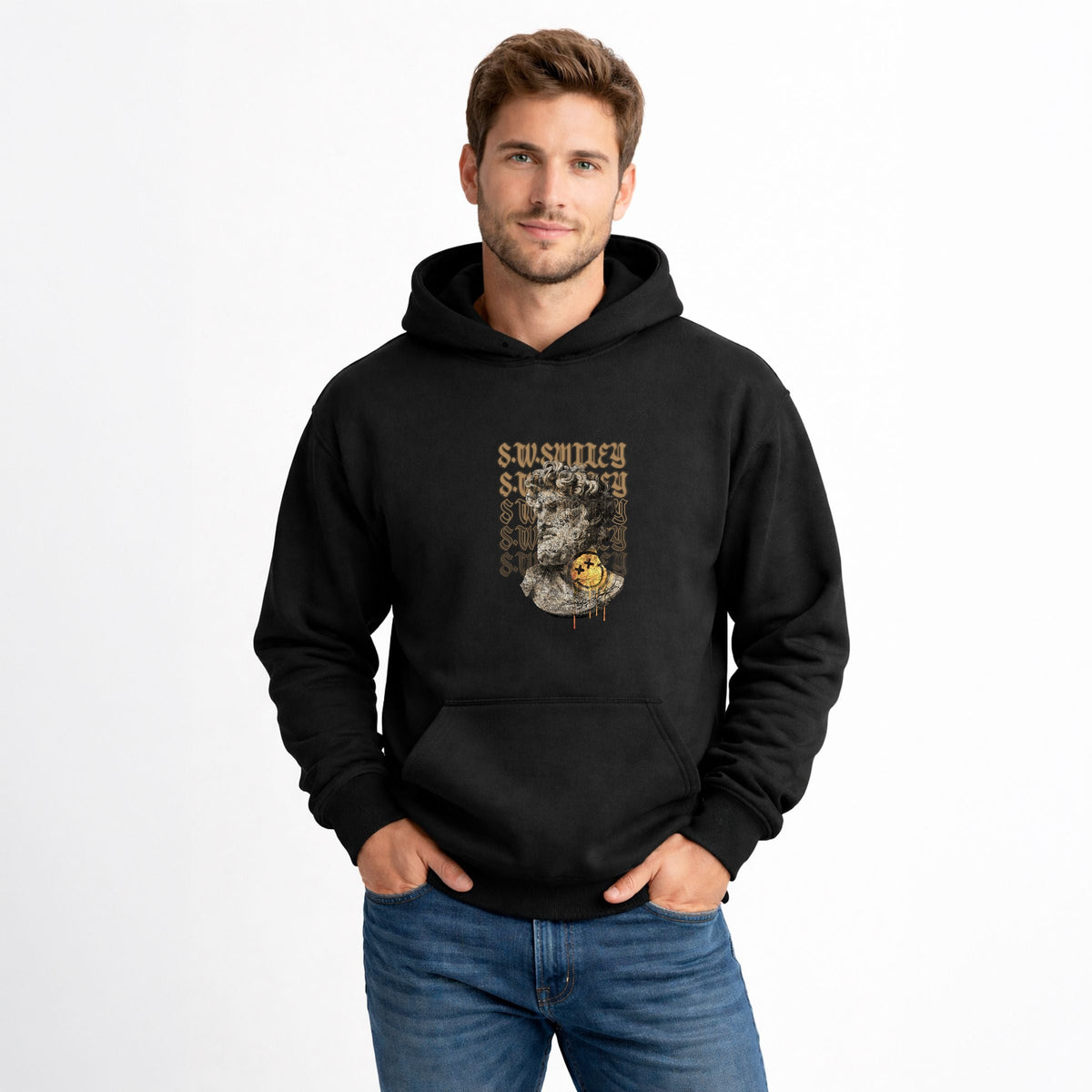 S.W.Smiley Graffitti Roman Statue - Men's Graphic Hoodie
