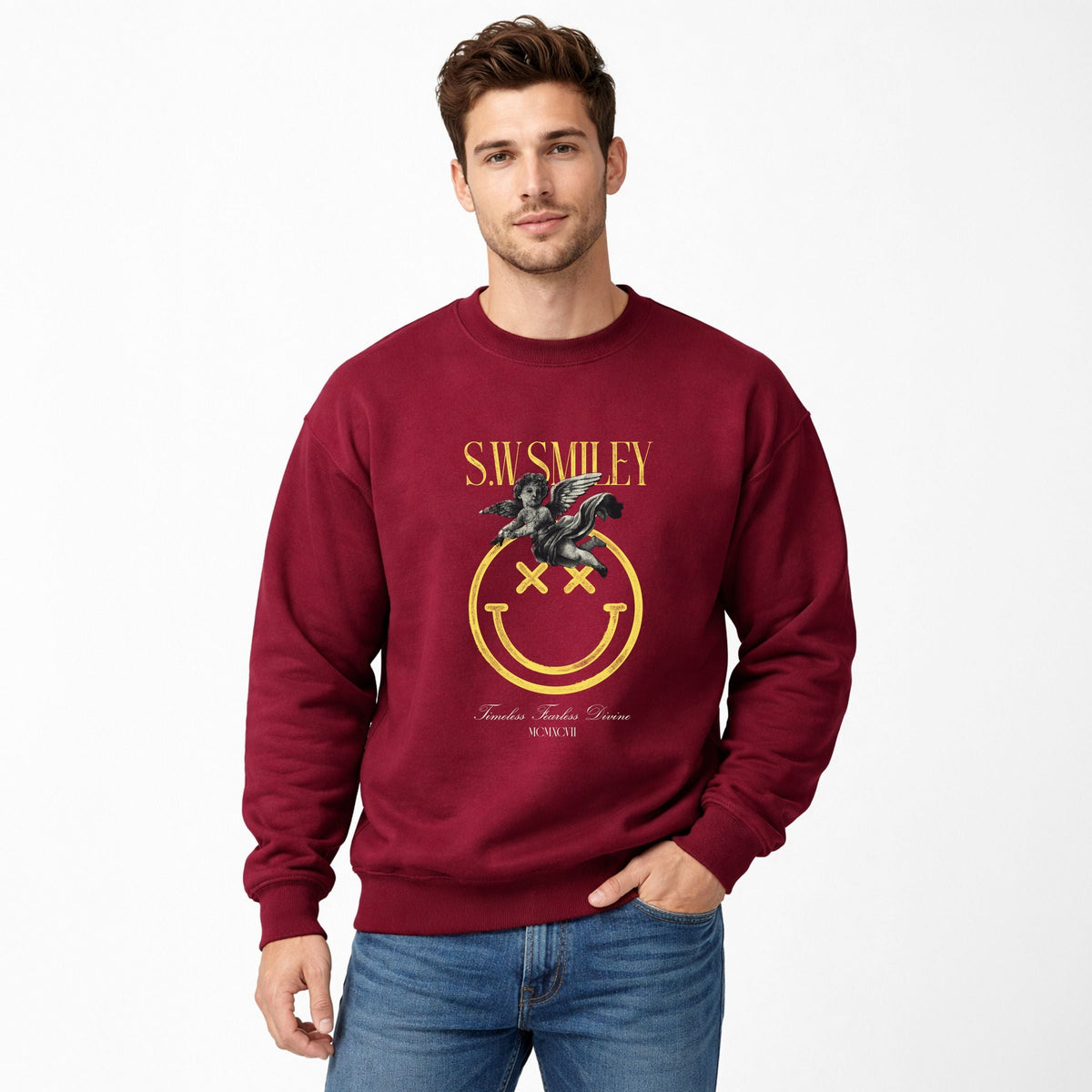 S.W.Smiley Timeless Fearless Divine Cherub - Men's Graphic Sweatshirt