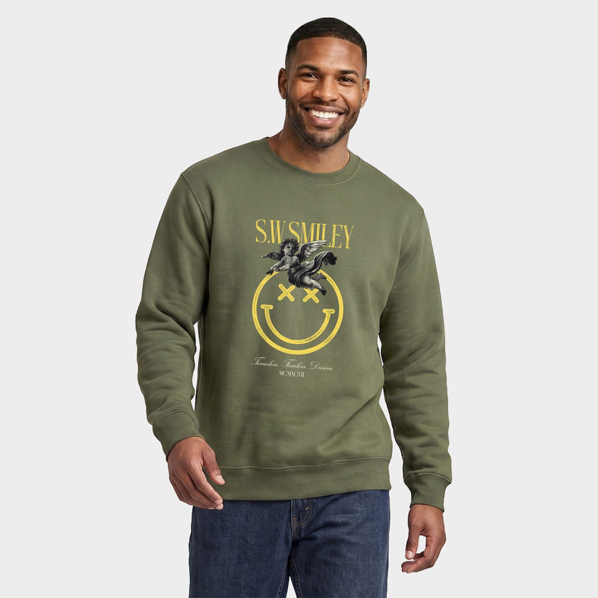 S.W.Smiley Timeless Fearless Divine Cherub - Men's Graphic Sweatshirt