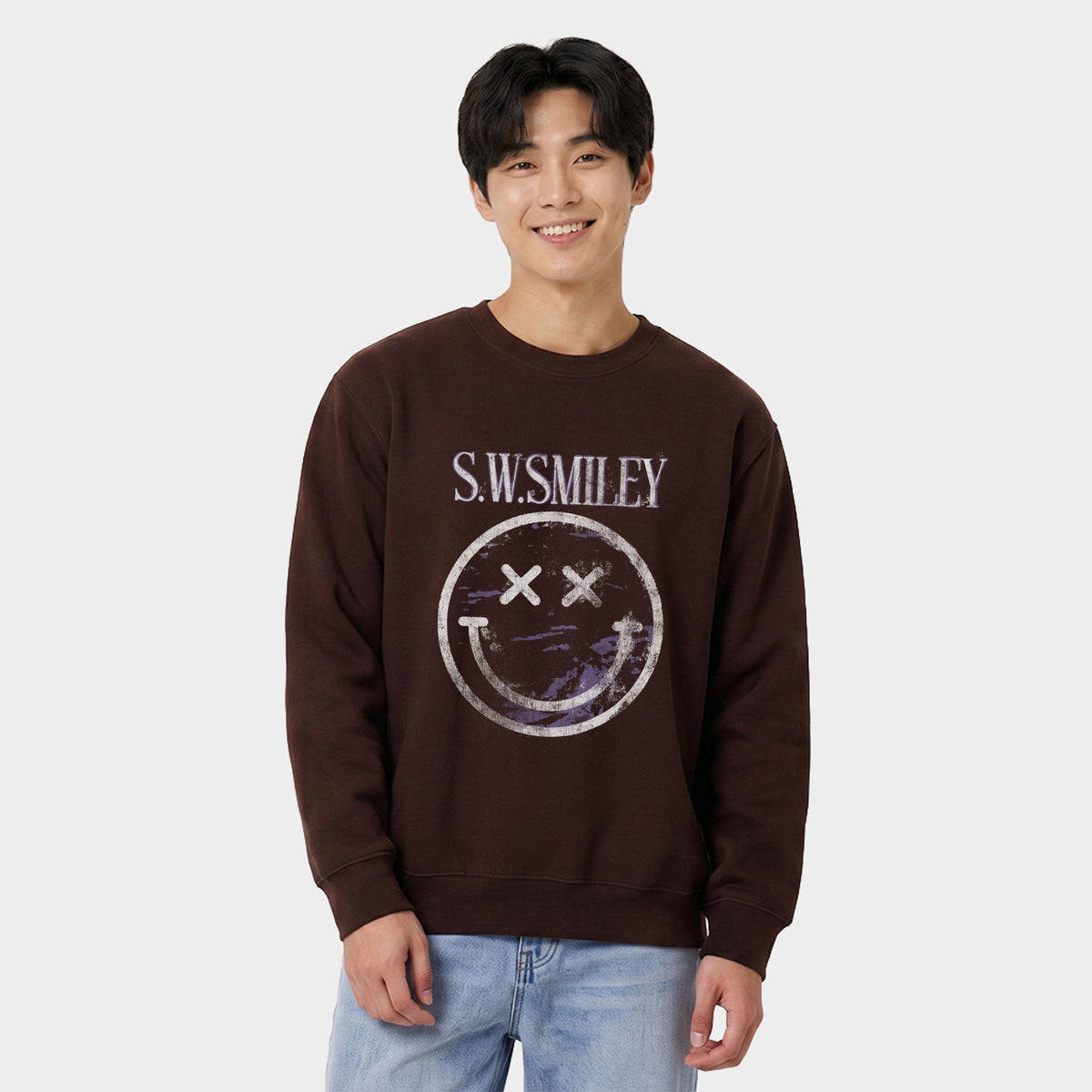 S.W.Smiley Distressed X Eyes - Men's Graphic Sweatshirt