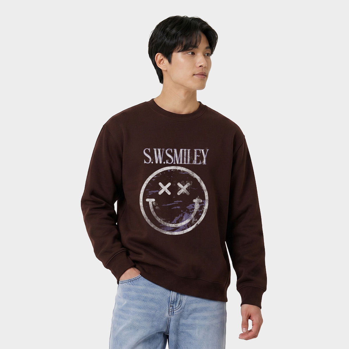 S.W.Smiley Distressed X Eyes - Men's Graphic Sweatshirt