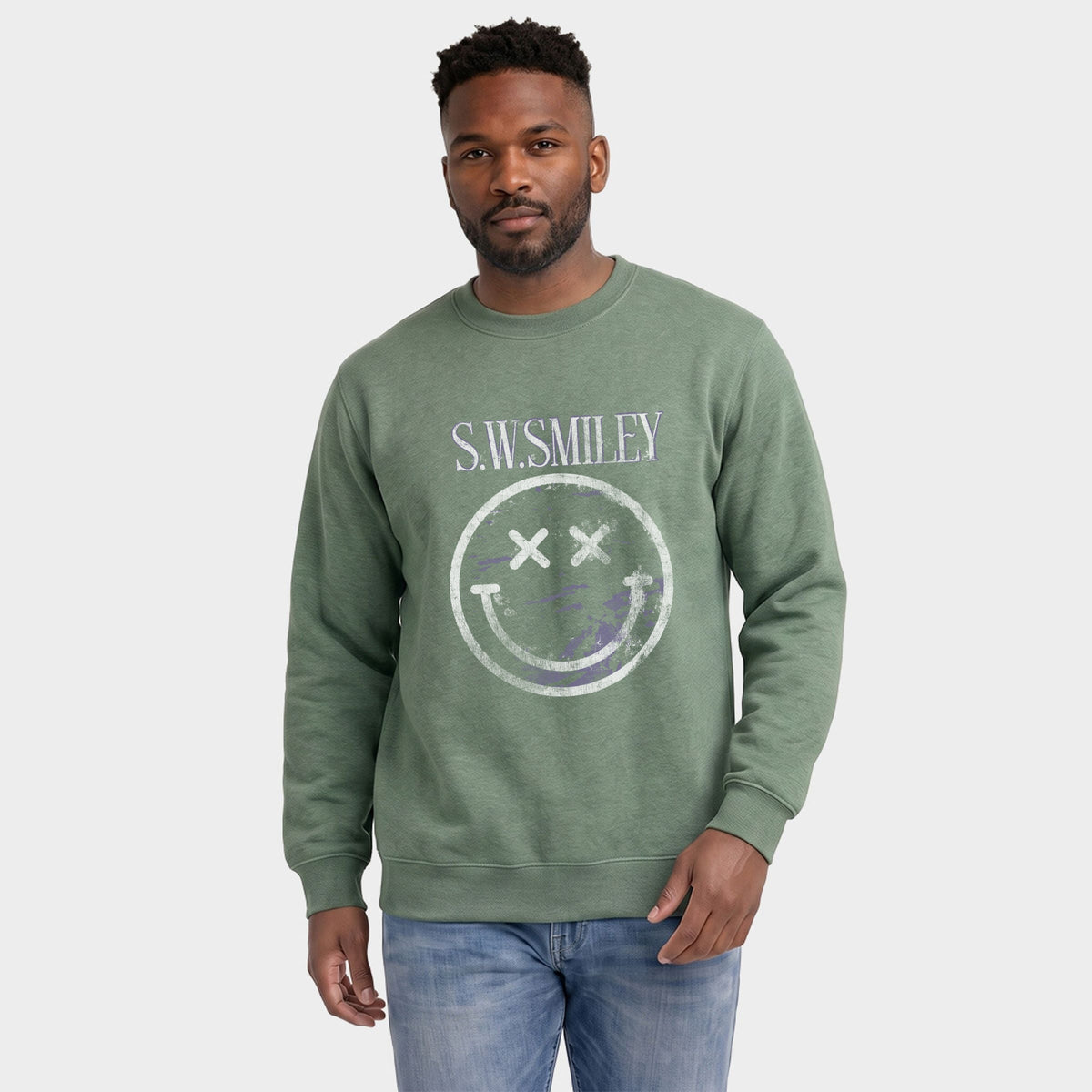 S.W.Smiley Distressed X Eyes - Men's Graphic Sweatshirt