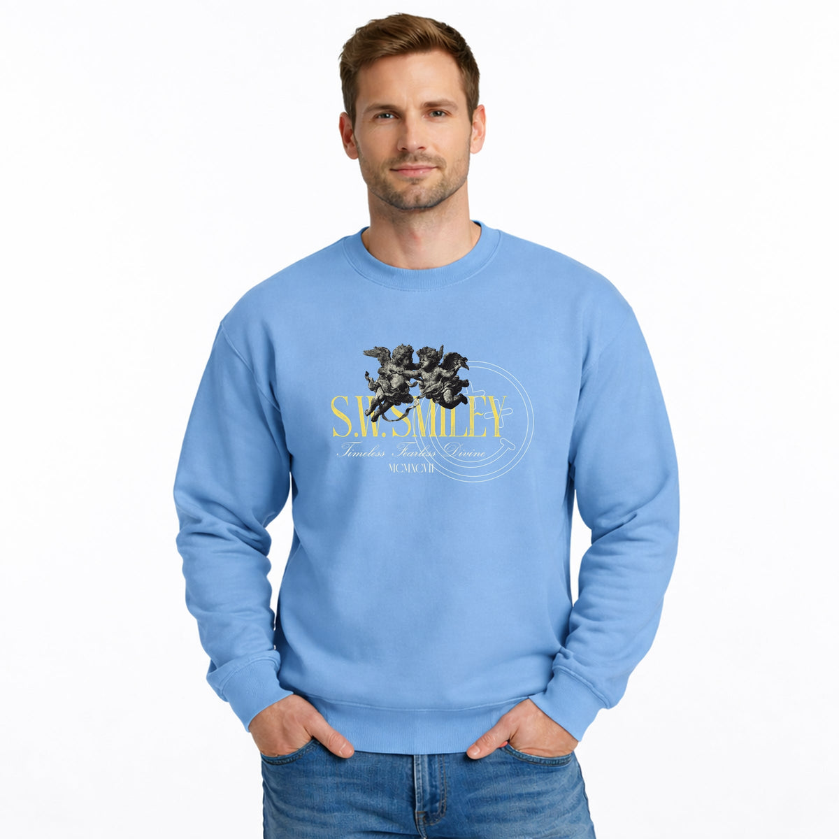 S.W.Smiley Timeless Fearless Divine 2 Cherubs - Men's Graphic Sweatshirt