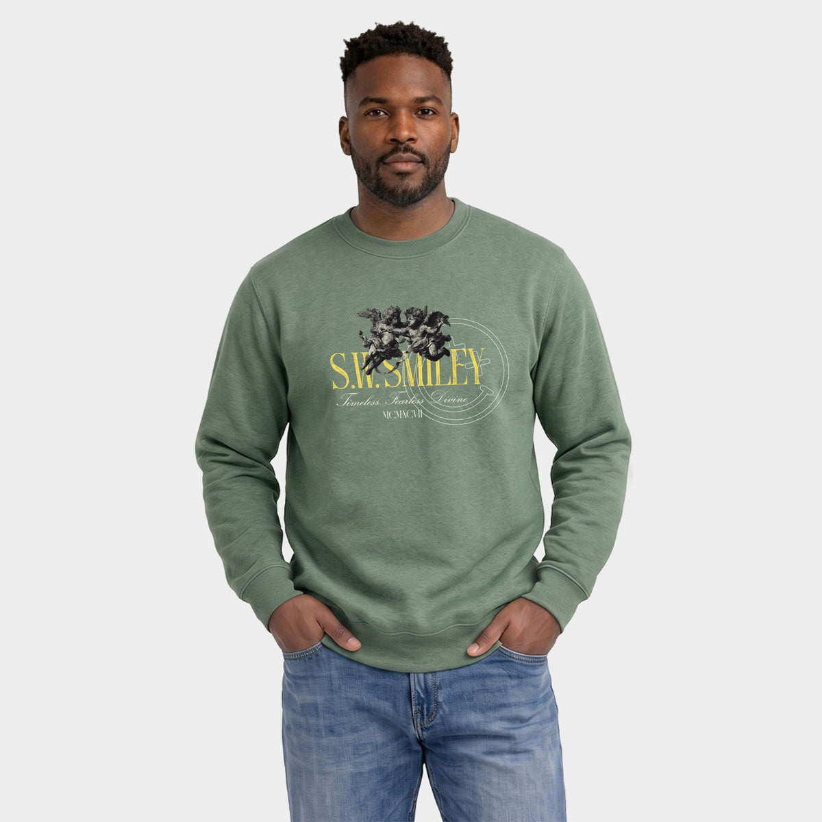 S.W.Smiley Timeless Fearless Divine 2 Cherubs - Men's Graphic Sweatshirt