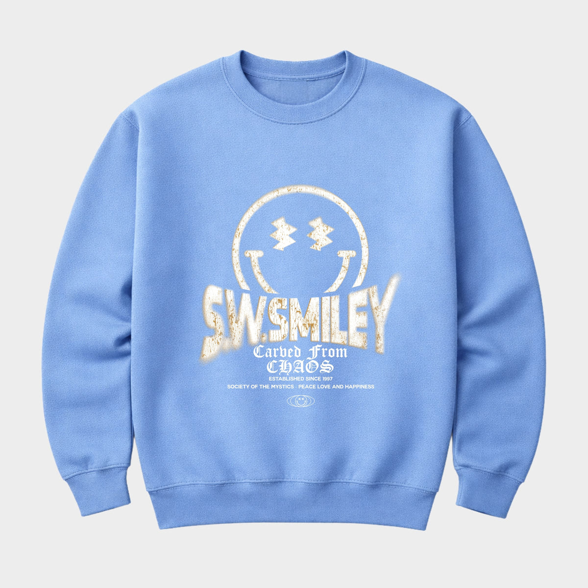 S.W.Smiley Squiggle Eyes Carved From Chaos - Men's Graphic Sweatshirt