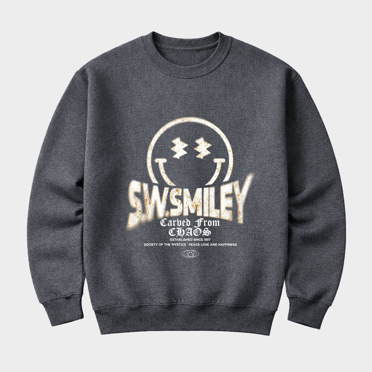 S.W.Smiley Squiggle Eyes Carved From Chaos - Men's Graphic Sweatshirt