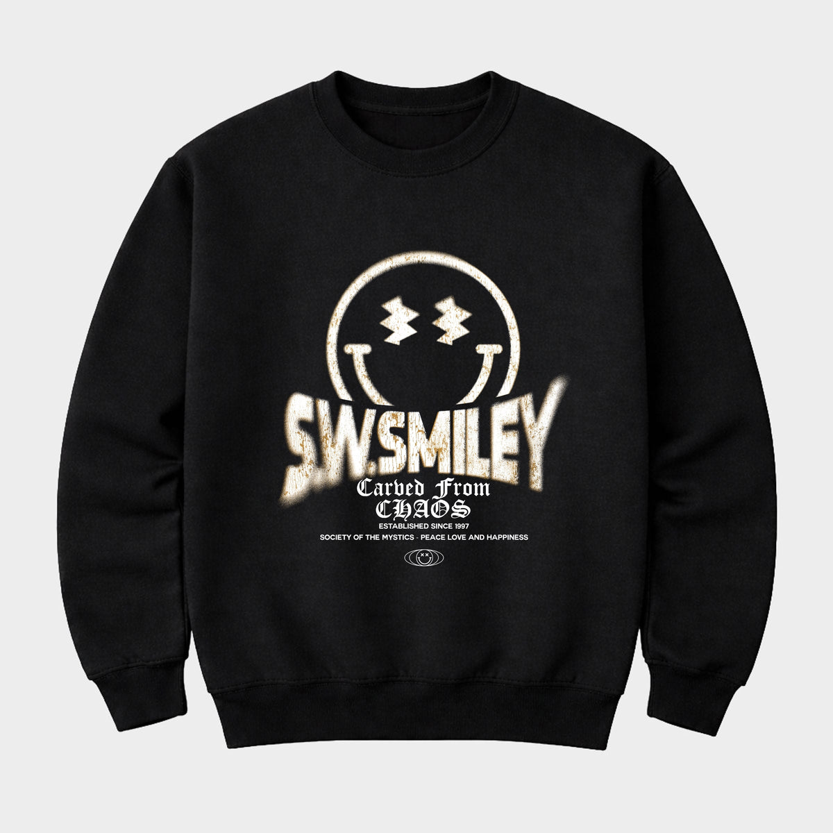 S.W.Smiley Squiggle Eyes Carved From Chaos - Men's Graphic Sweatshirt