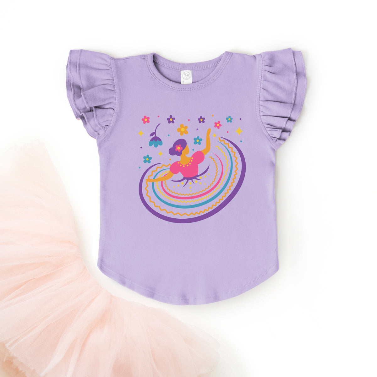 Hispanic Dress - Flutter Sleeve Graphic T-Shirt