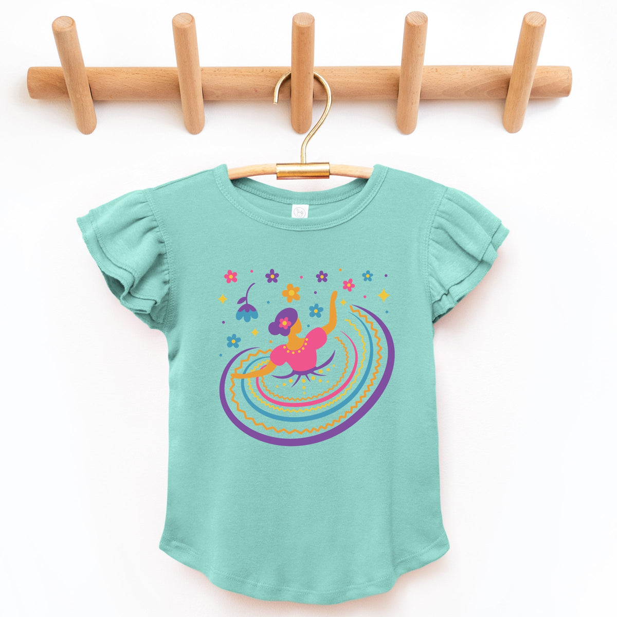Hispanic Dress - Flutter Sleeve Graphic T-Shirt