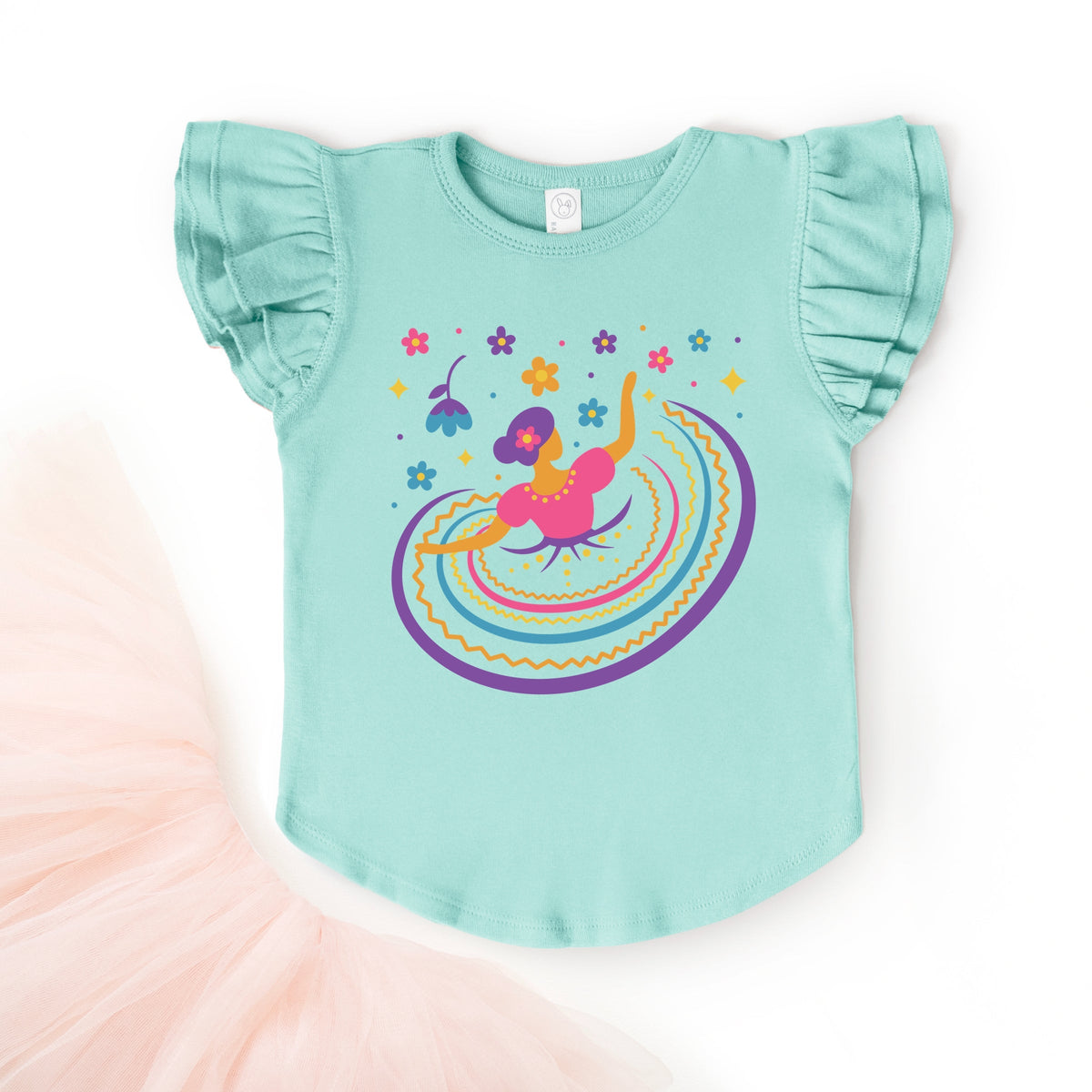 Hispanic Dress - Flutter Sleeve Graphic T-Shirt