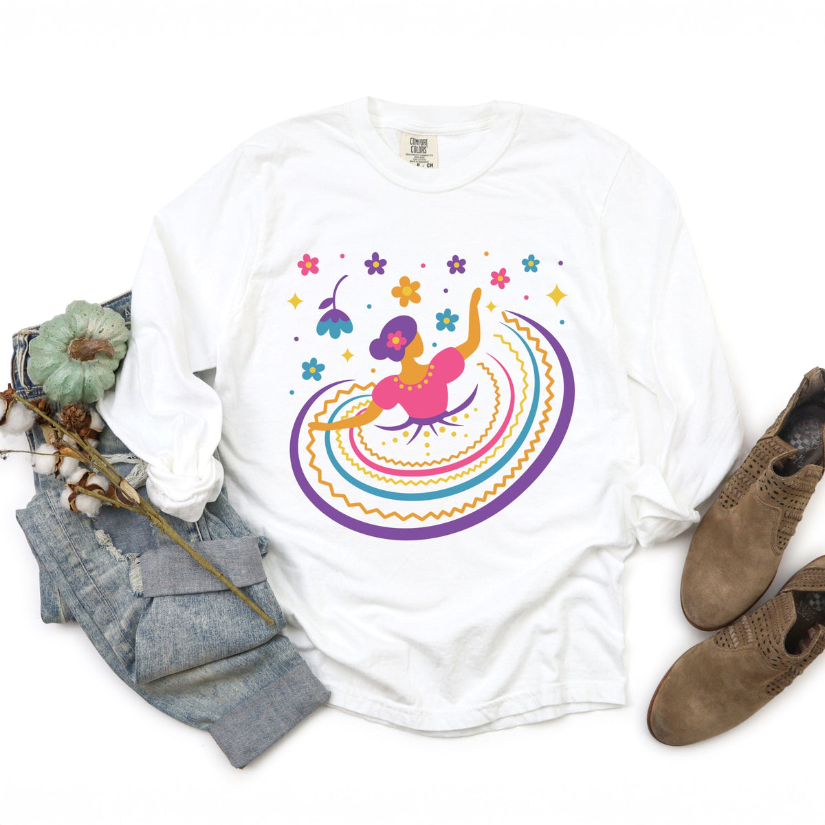 Hispanic Dress - Garment Dyed Long Sleeve