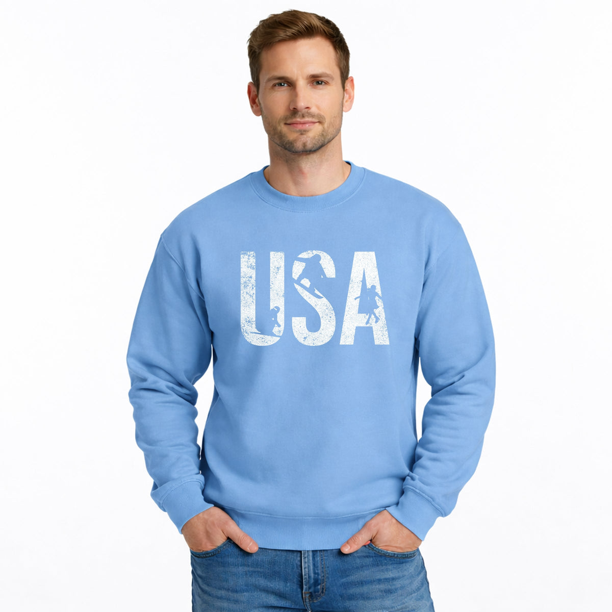 USA Winter Sports Distressed - Men's Graphic Sweatshirt