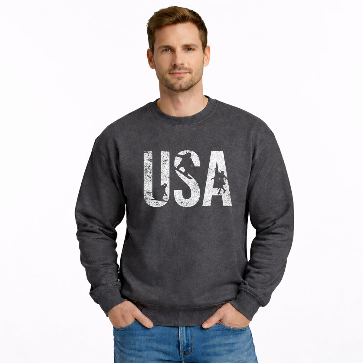 USA Winter Sports Distressed - Men's Graphic Sweatshirt