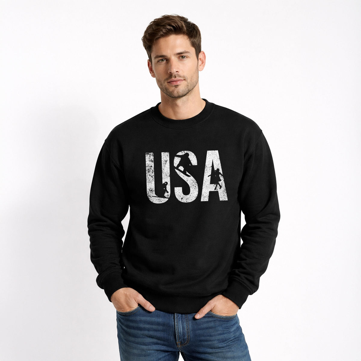 USA Winter Sports Distressed - Men's Graphic Sweatshirt