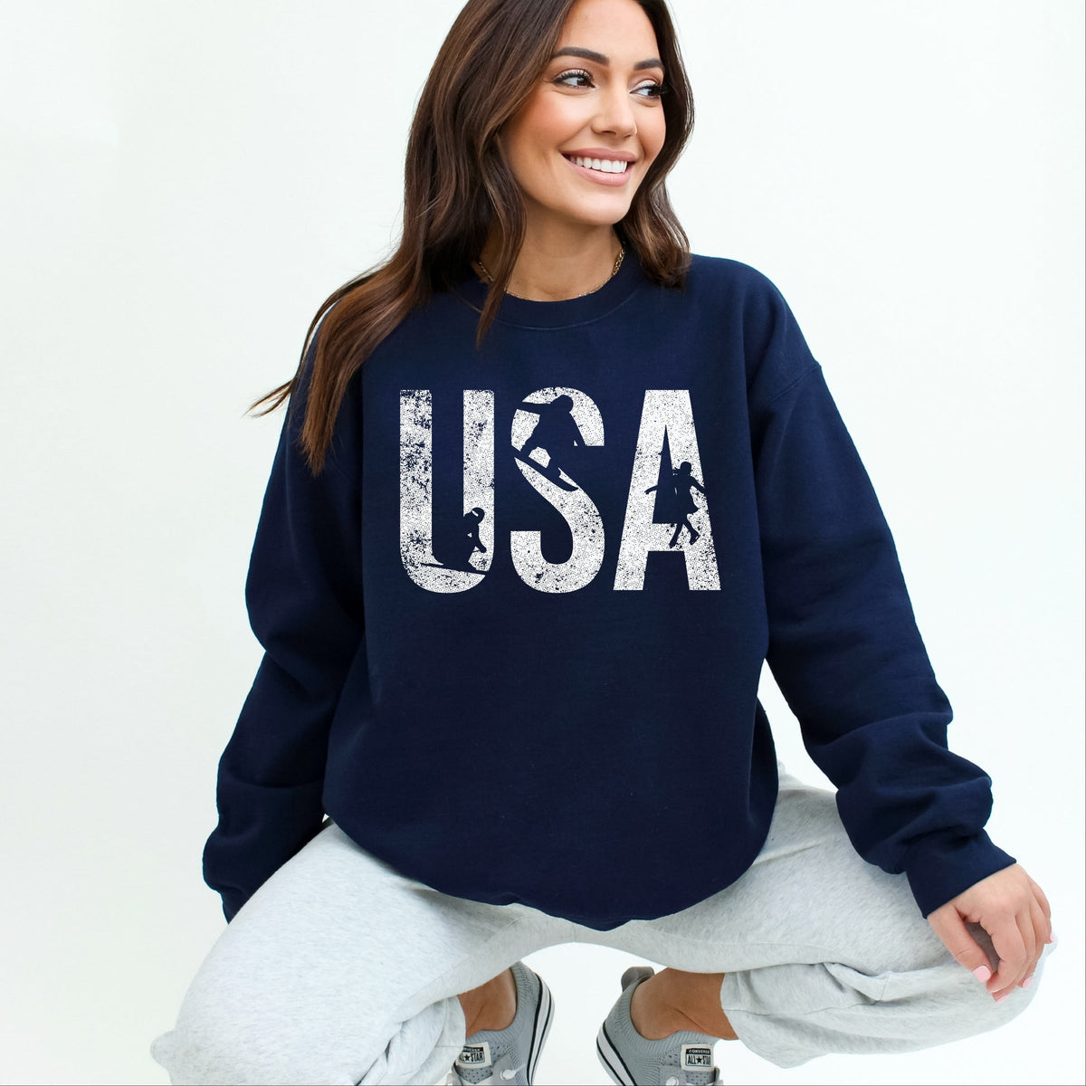USA Winter Sports Distressed - Women's Graphic Sweatshirt