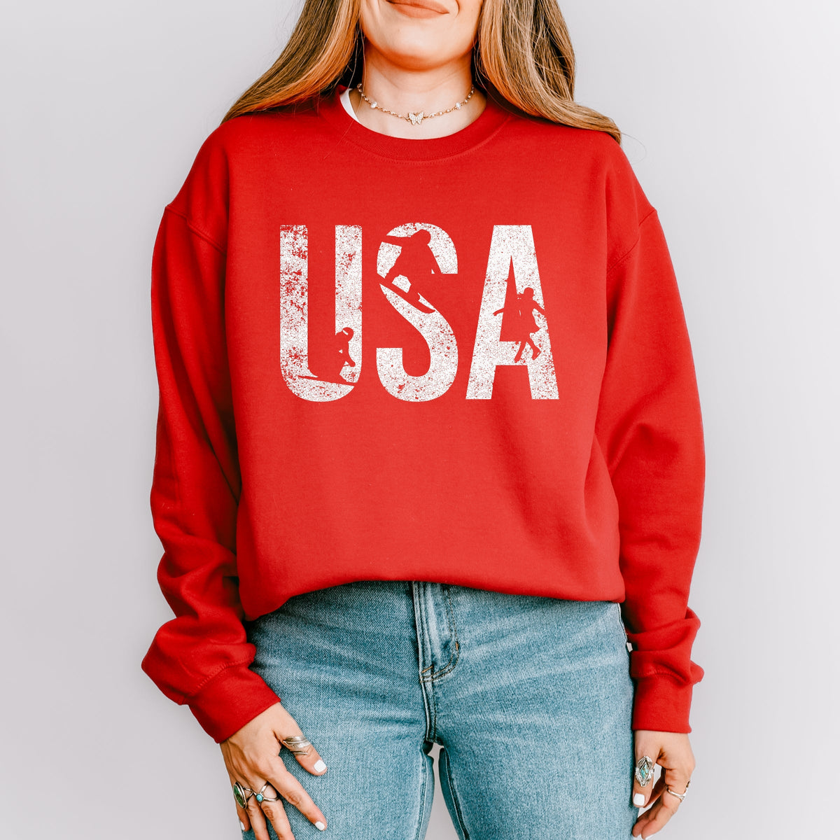 USA Winter Sports Distressed - Women's Graphic Sweatshirt
