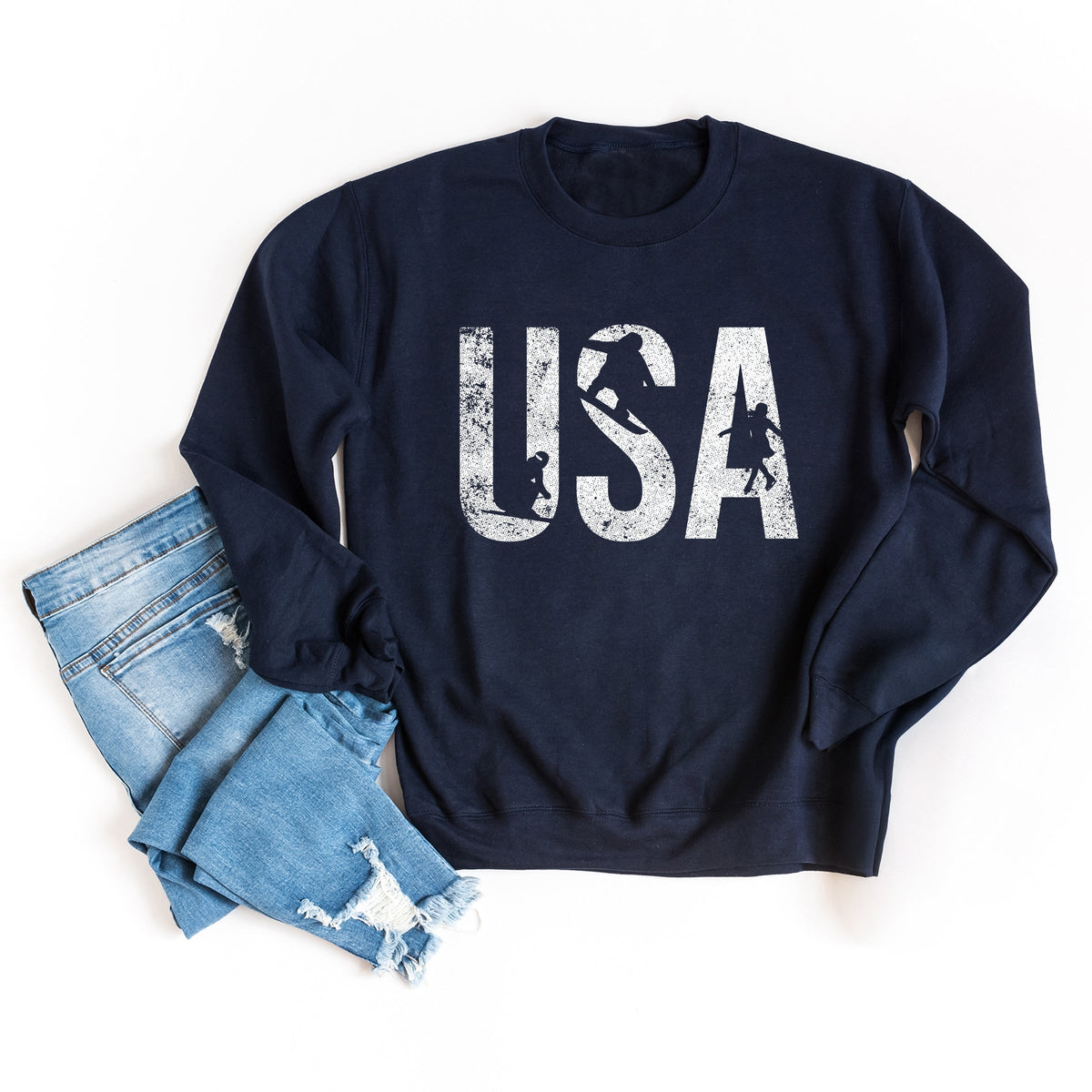 USA Winter Sports Distressed - Women's Graphic Sweatshirt