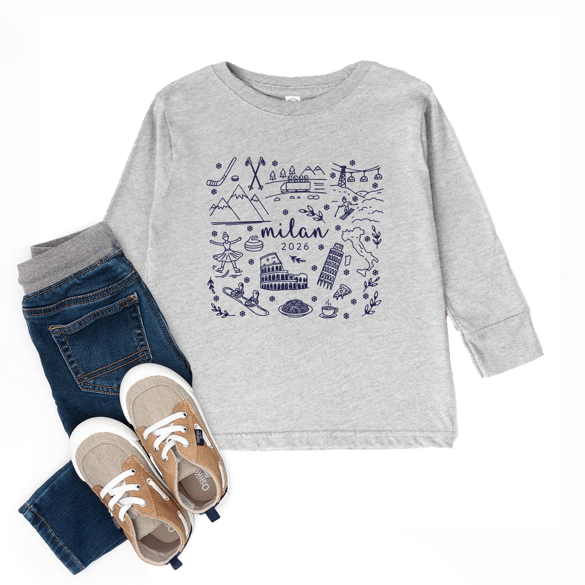 Milan Winter Icons - Toddler Long Sleeve Graphic Tee