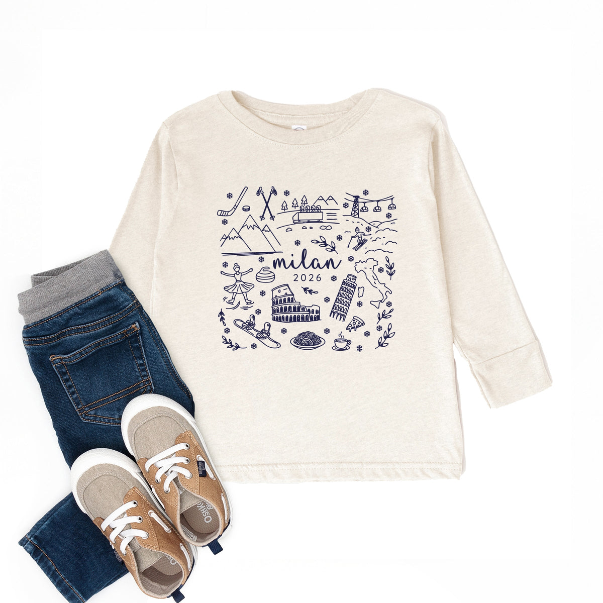 Milan Winter Icons - Toddler Long Sleeve Graphic Tee