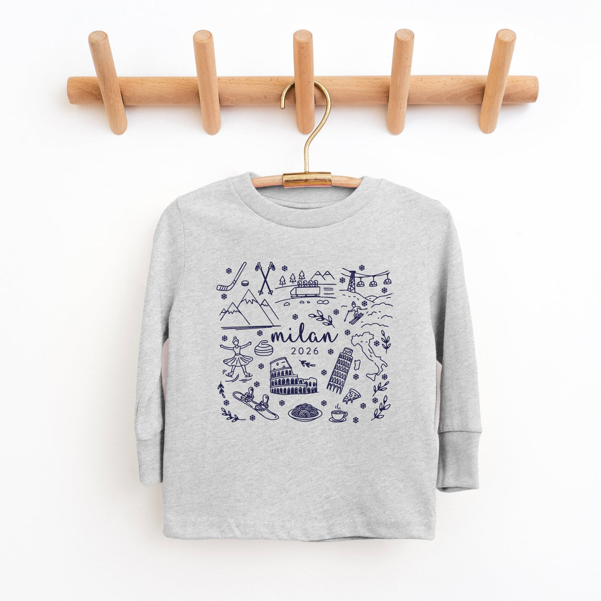 Milan Winter Icons - Youth Long Sleeve Graphic T-Shirt