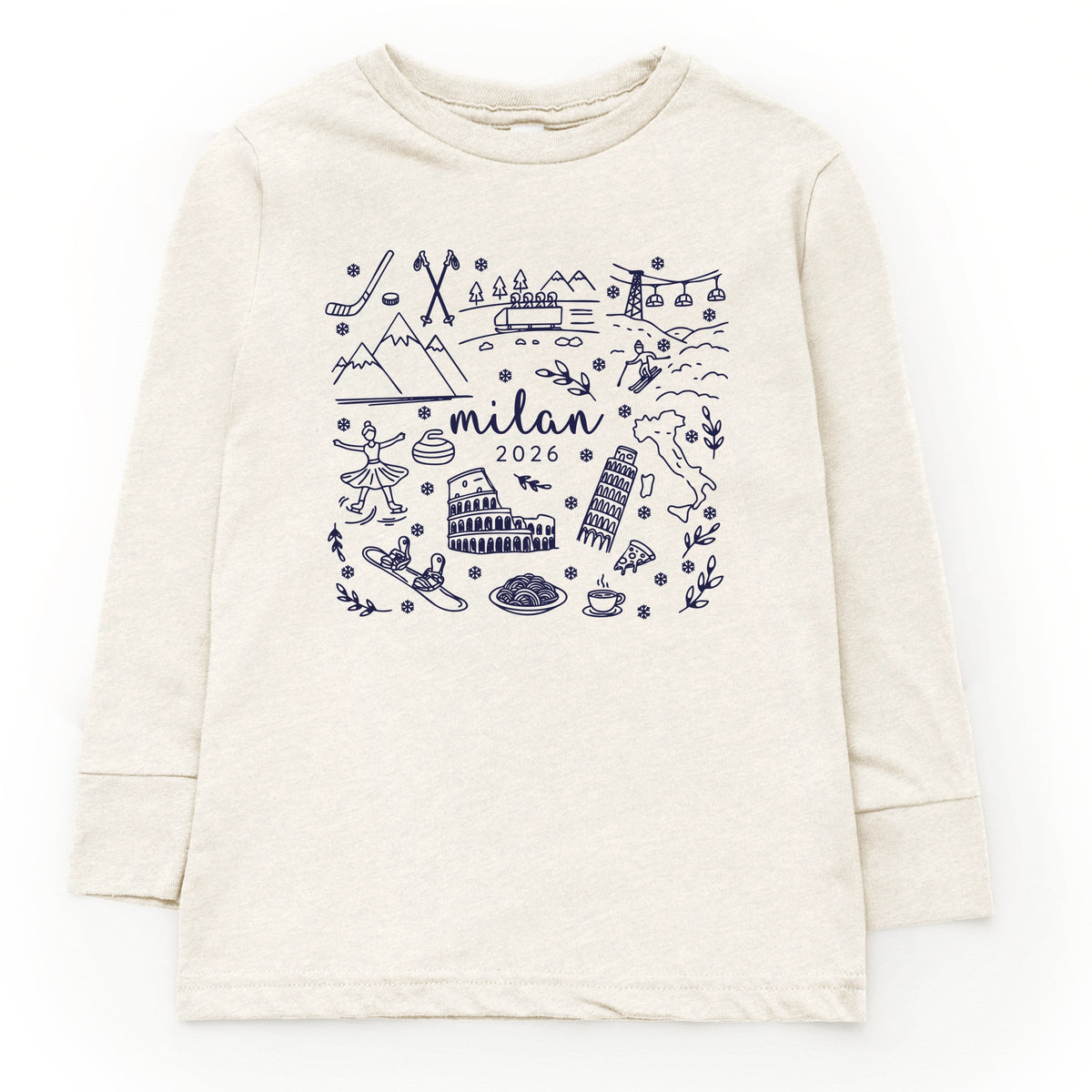 Milan Winter Icons - Youth Long Sleeve Graphic T-Shirt