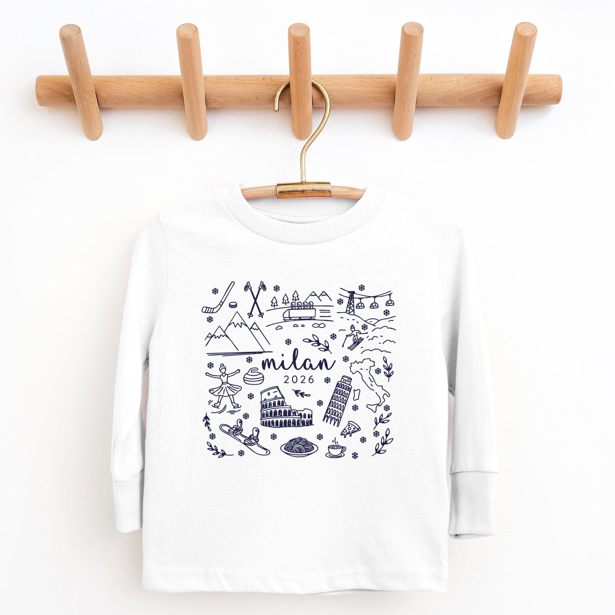 Milan Winter Icons - Youth Long Sleeve Graphic T-Shirt