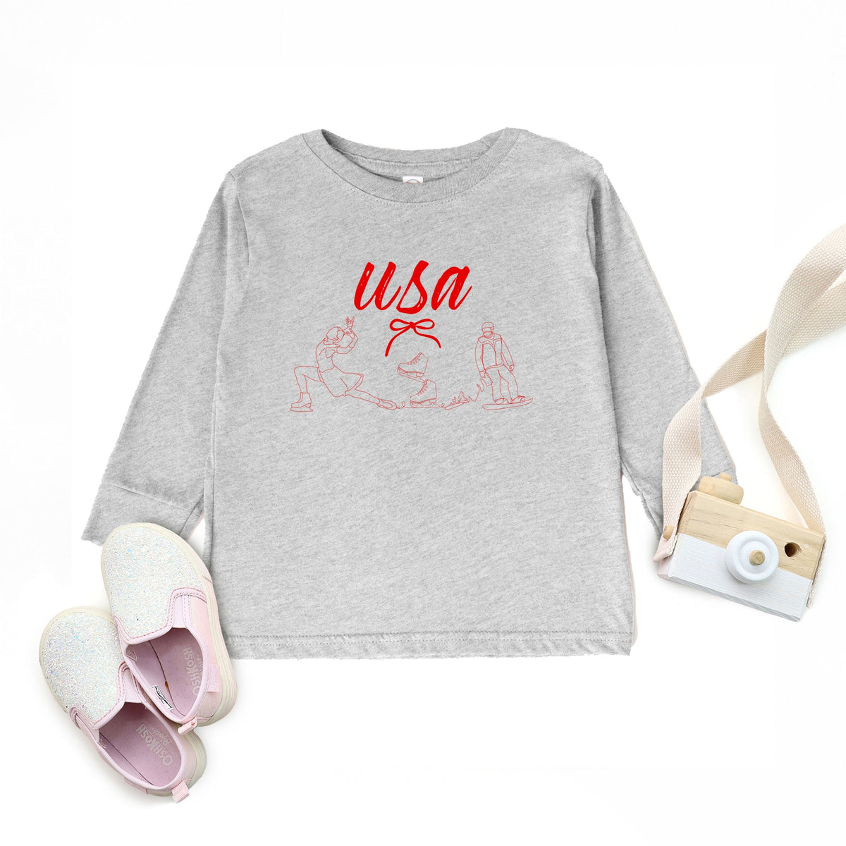 USA Winter Sports One Line - Toddler Long Sleeve Graphic Tee