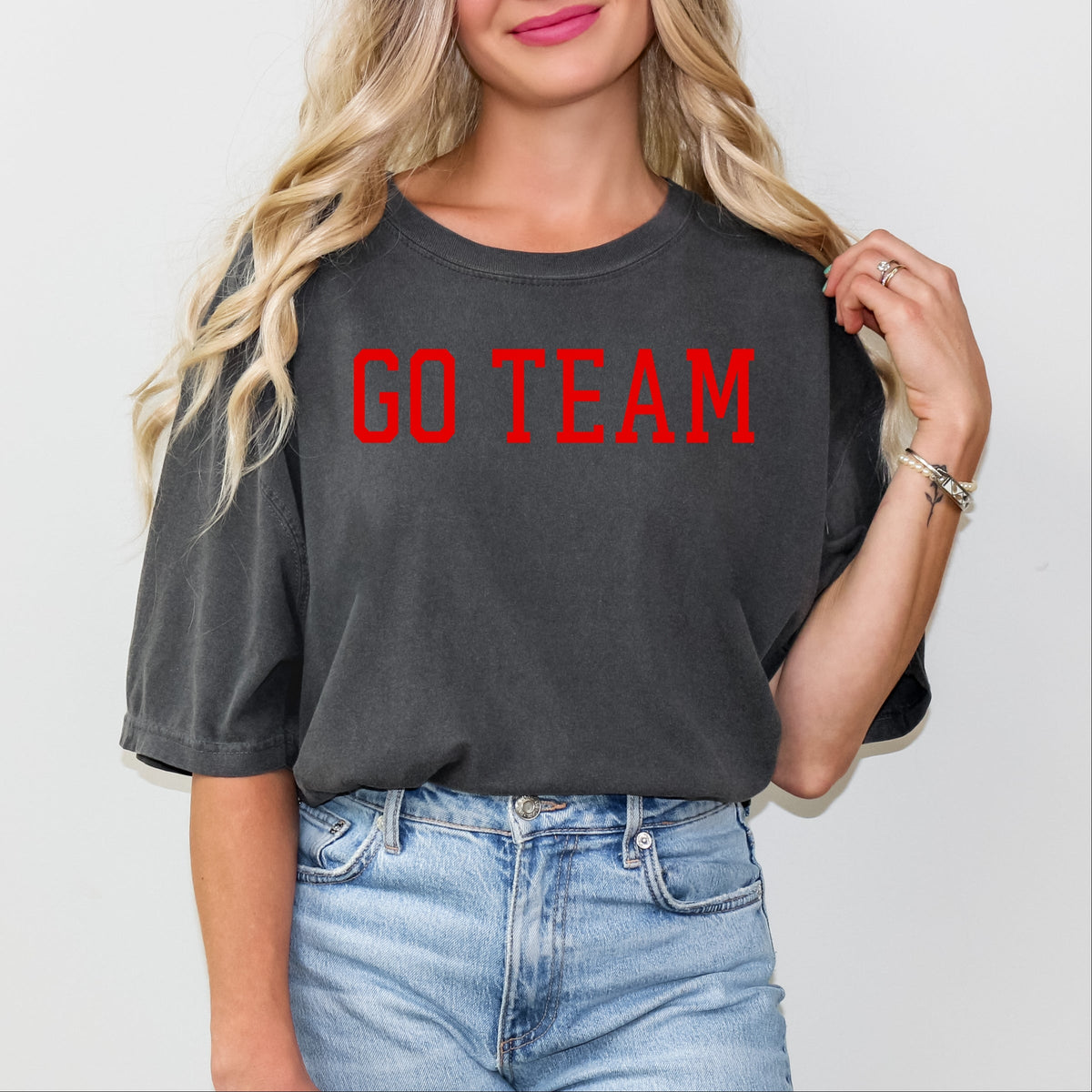 Go Team Varsity - Women's Garment Dyed Graphic T-Shirt