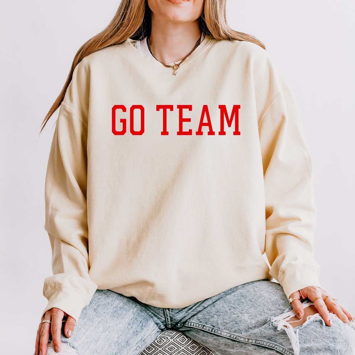 Go Team Varsity - Women's Lightweight Garment Dyed Sweatshirt