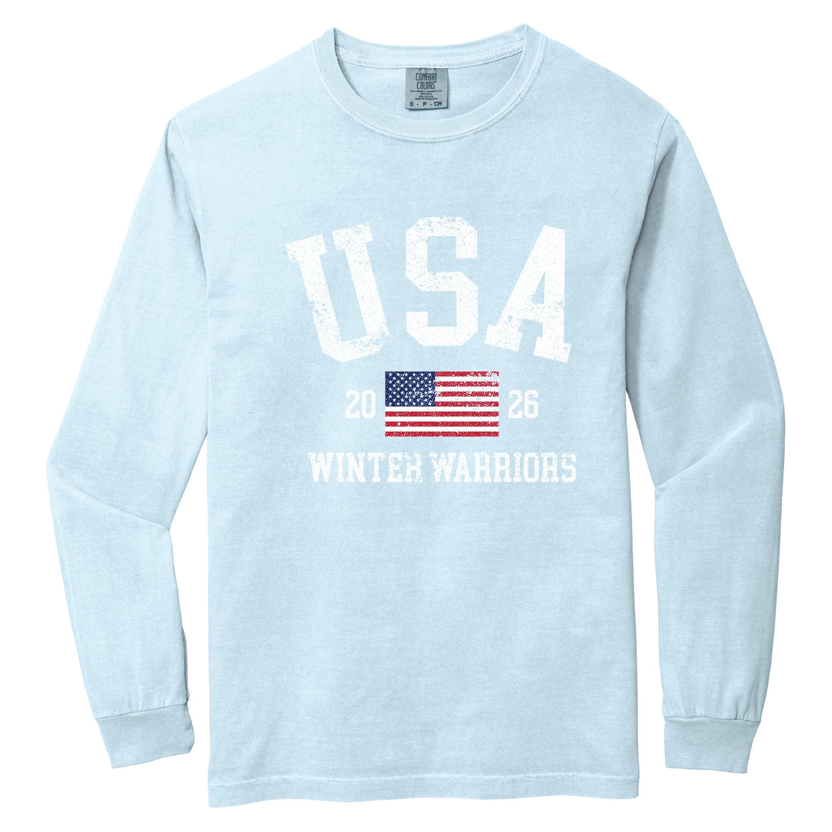 USA Winter Warriors - Women's Garment Dyed Long Sleeve Graphic T-Shirt