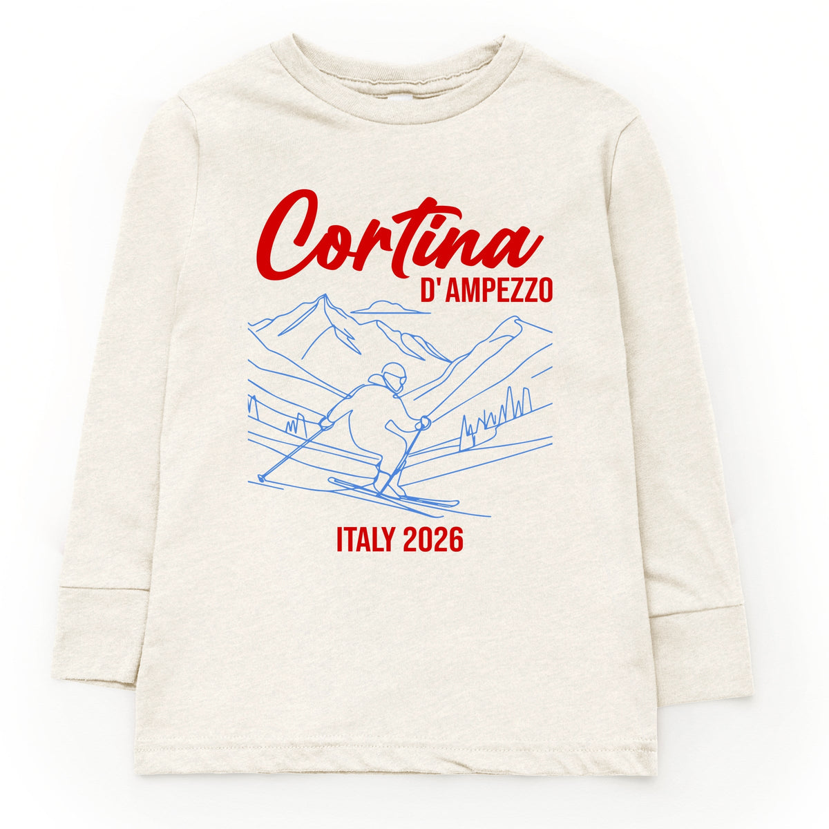 Cortina D'Ampezzo Ski - Youth Long Sleeve Graphic T-Shirt