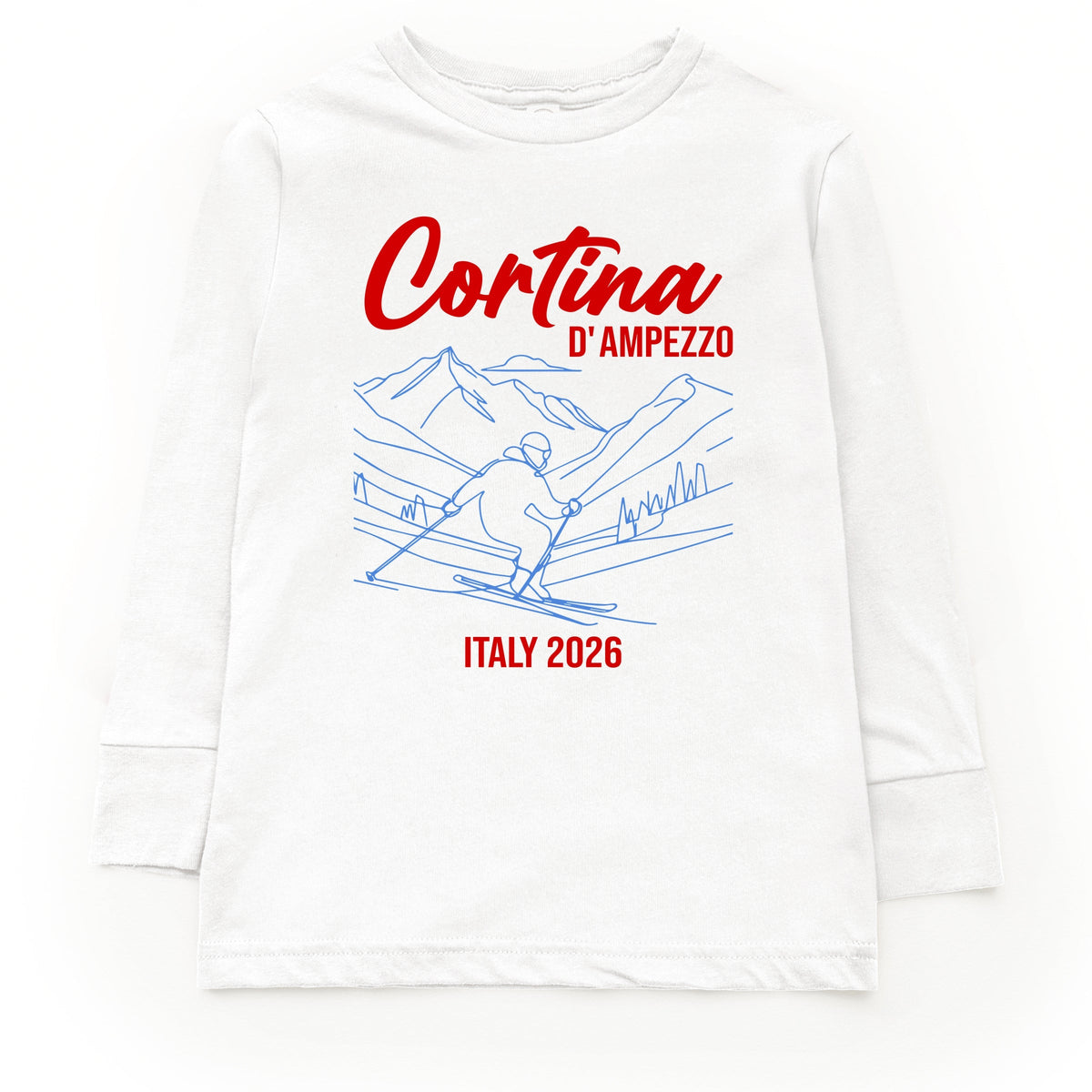 Cortina D'Ampezzo Ski - Youth Long Sleeve Graphic T-Shirt