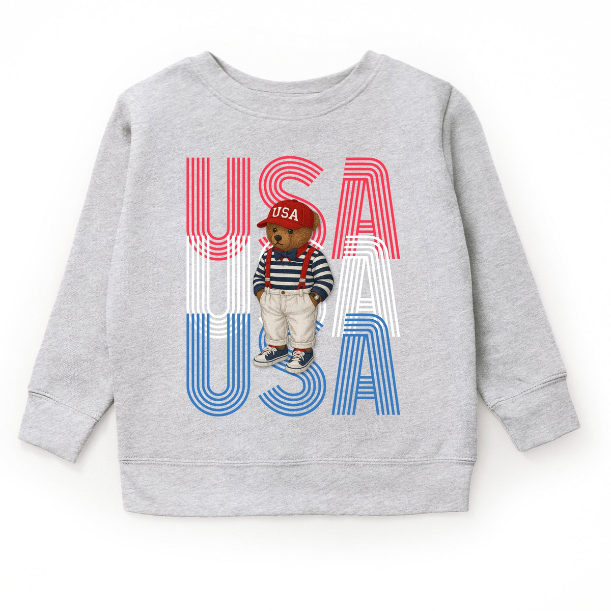 USA Stacked Bear Suspenders - Youth Graphic Sweatshirt