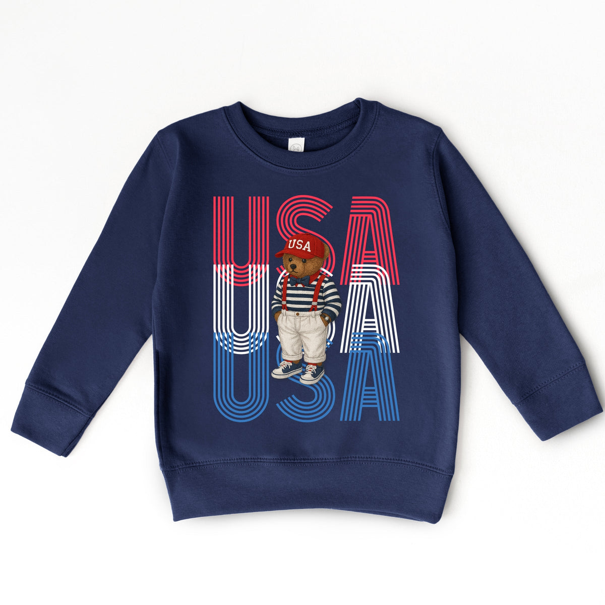 USA Stacked Bear Suspenders - Toddler Graphic Sweatshirt