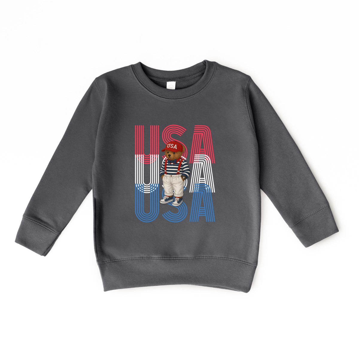 USA Stacked Bear Suspenders - Toddler Graphic Sweatshirt