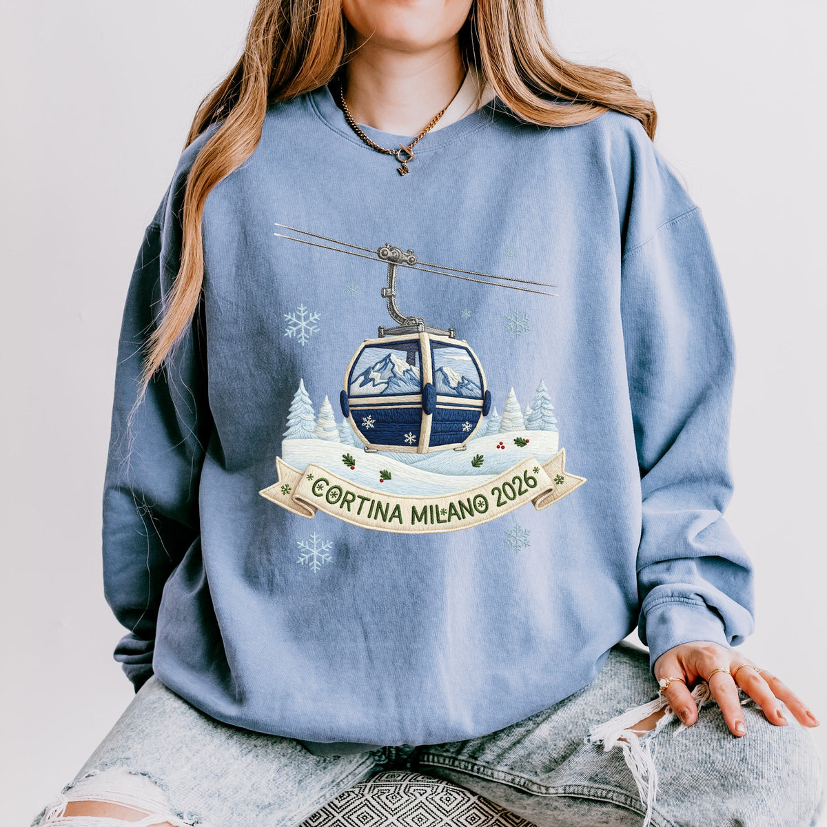 Cortina Milano 2026 Ski Lift - Women's Lightweight Garment Dyed Sweatshirt