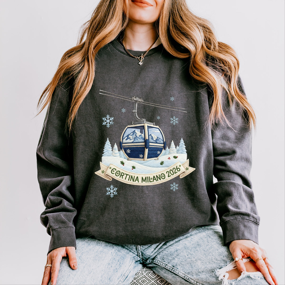 Cortina Milano 2026 Ski Lift - Women's Lightweight Garment Dyed Sweatshirt