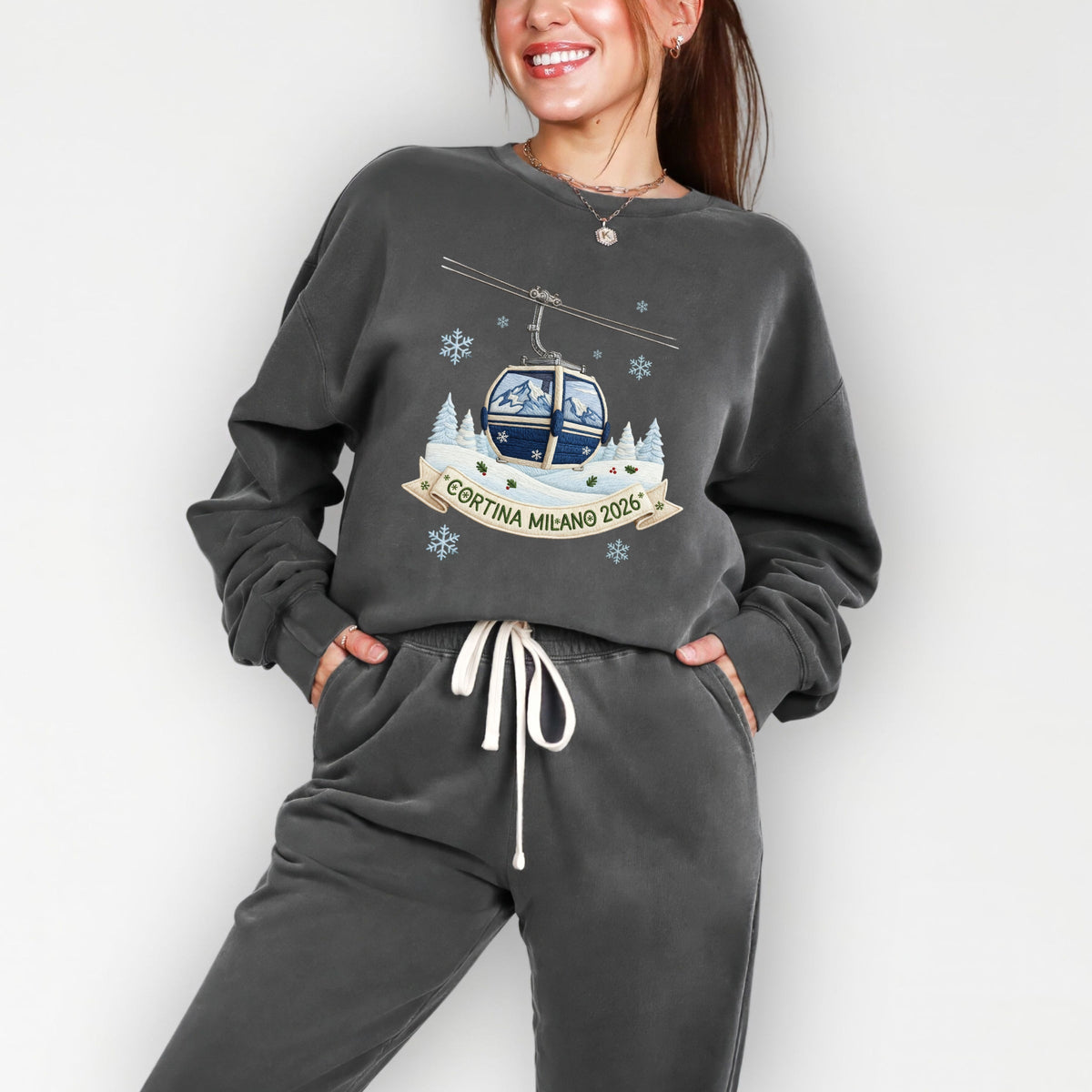 Cortina Milano 2026 Ski Lift - Women's Lightweight Garment Dyed Sweatshirt