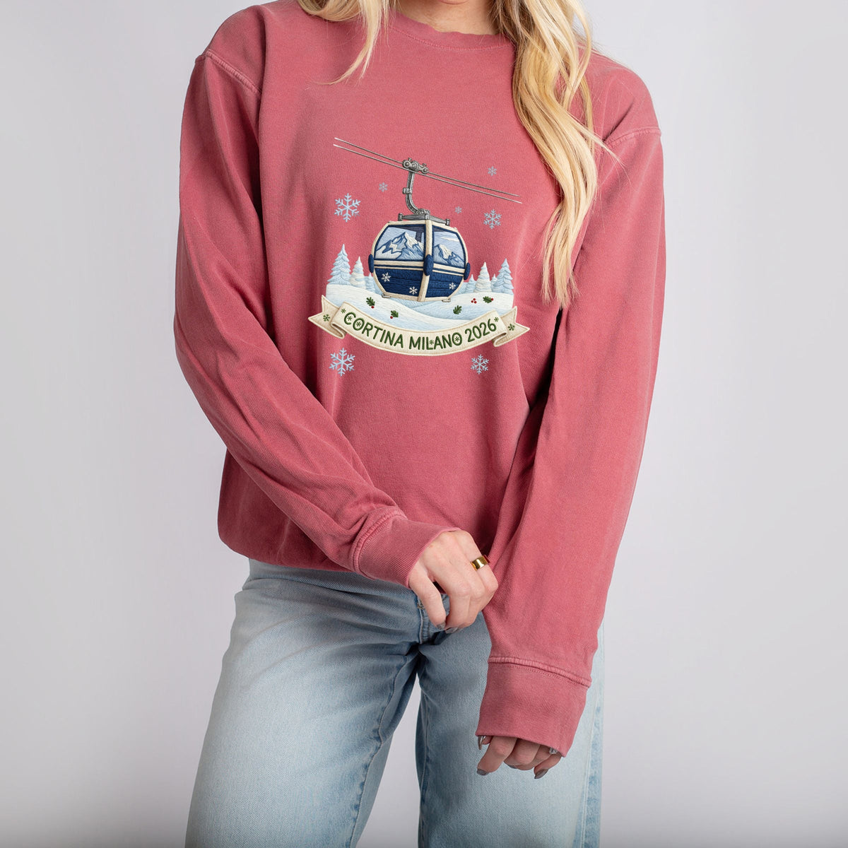 Cortina Milano 2026 Ski Lift - Women's Lightweight Garment Dyed Sweatshirt