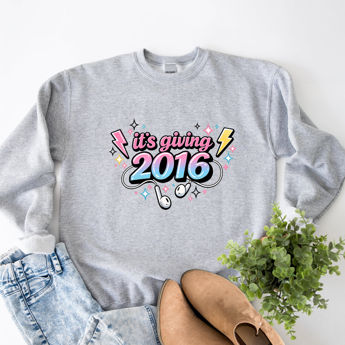 It's Giving 2016 Earbuds - Women's Graphic Sweatshirt