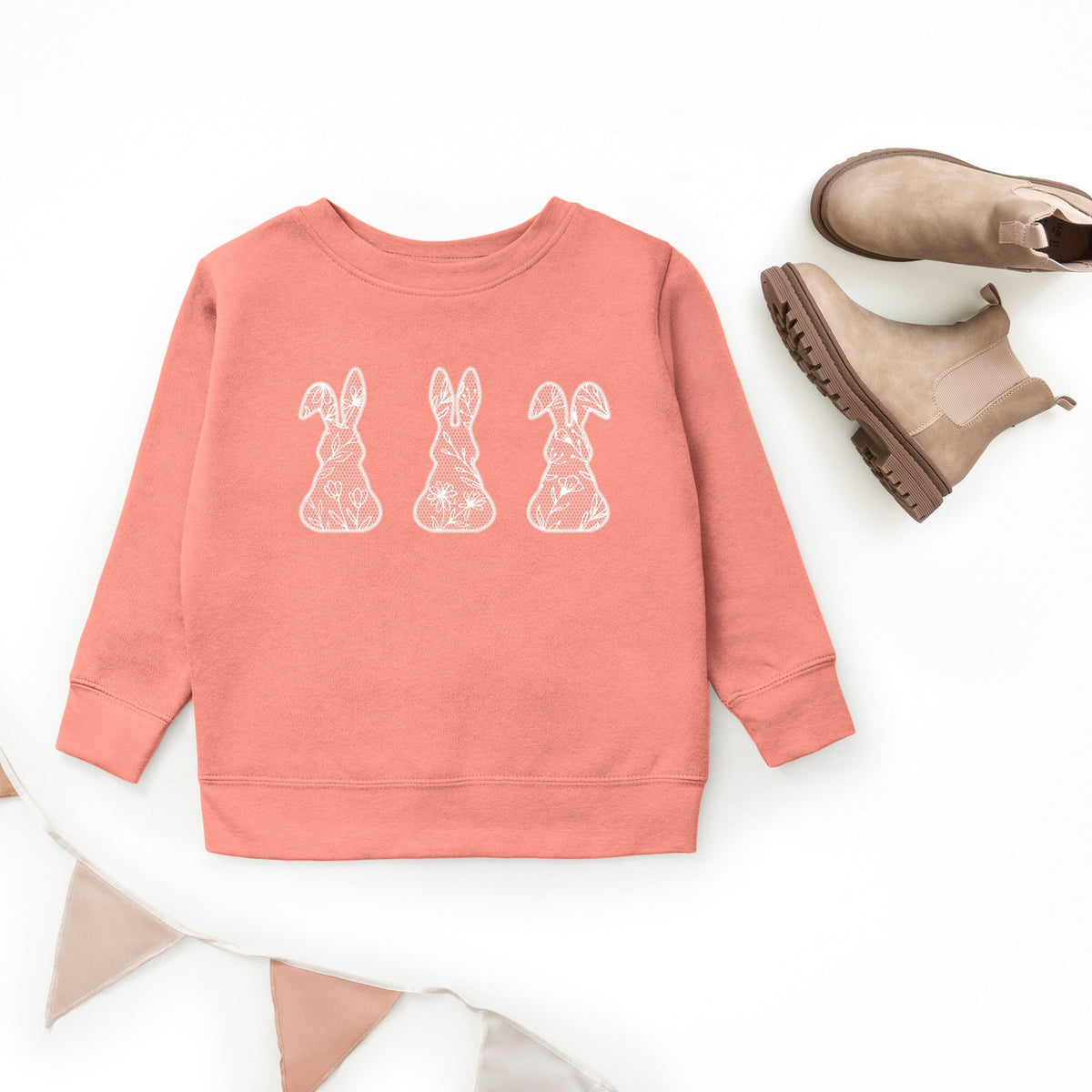 Easter Bunnies Faux Lace  - Youth Graphic Sweatshirt