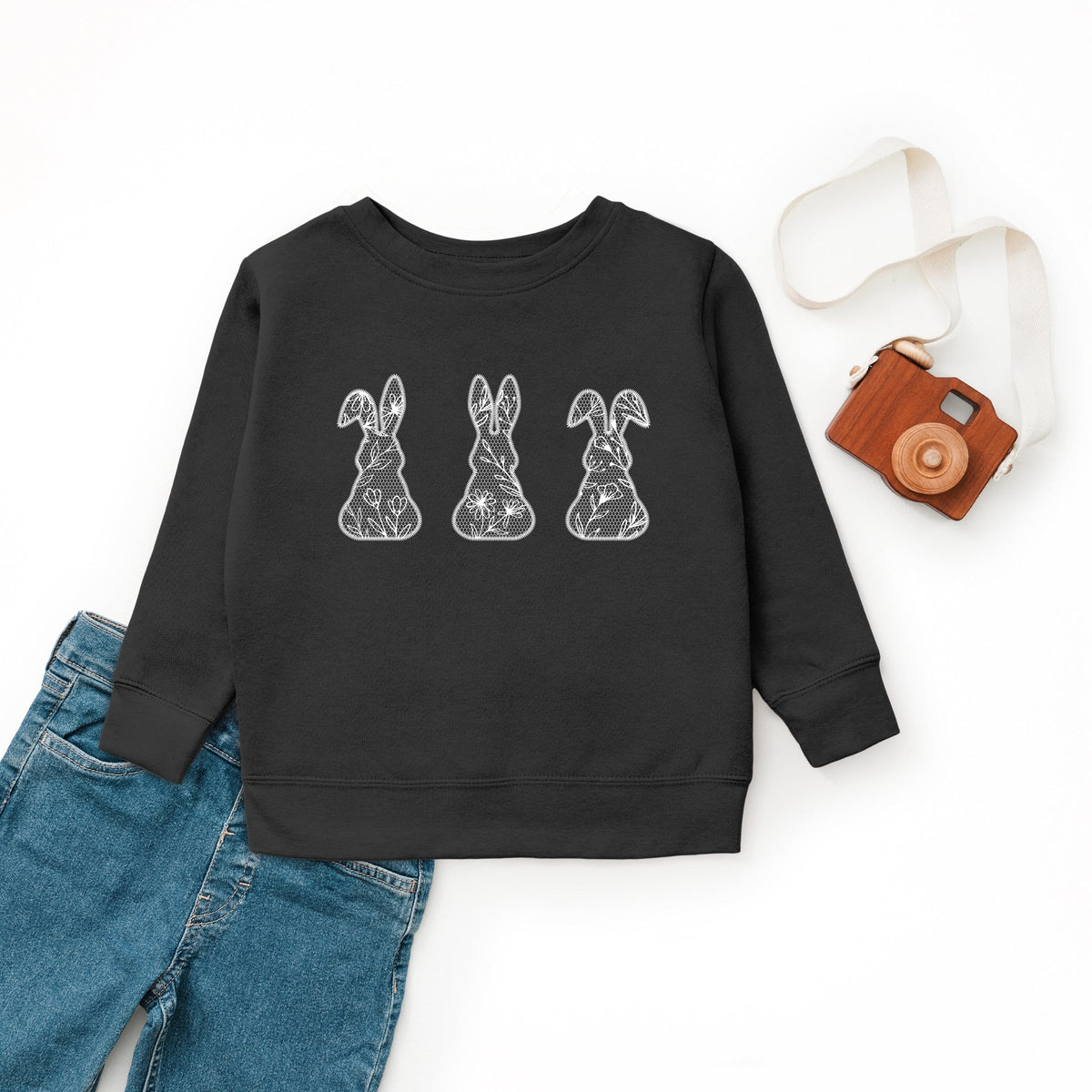 Easter Bunnies Faux Lace  - Youth Graphic Sweatshirt