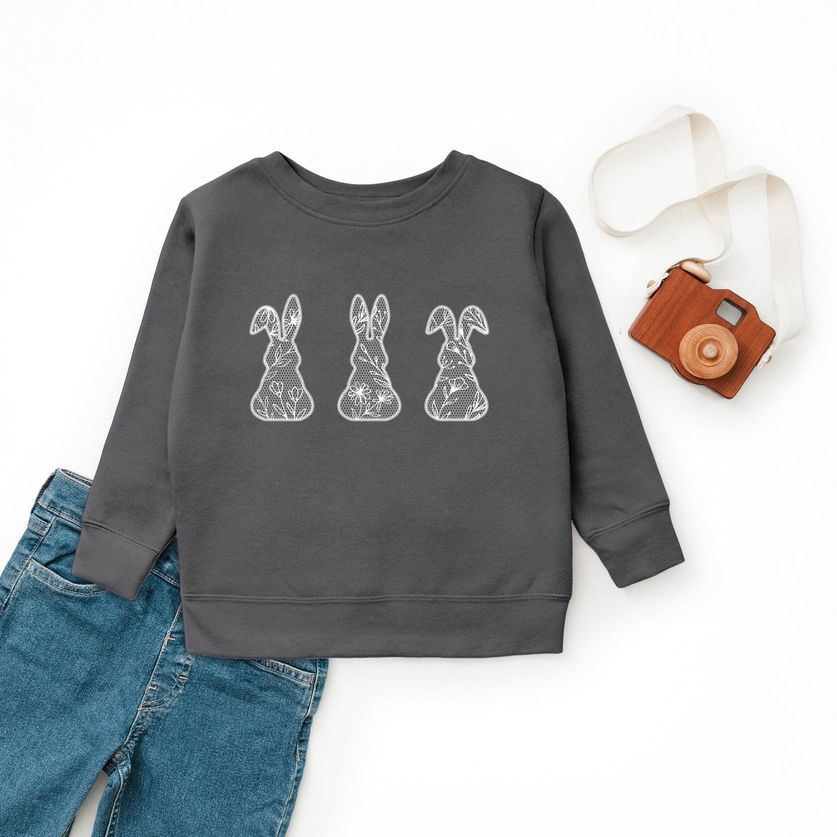 Easter Bunnies Faux Lace  - Youth Graphic Sweatshirt