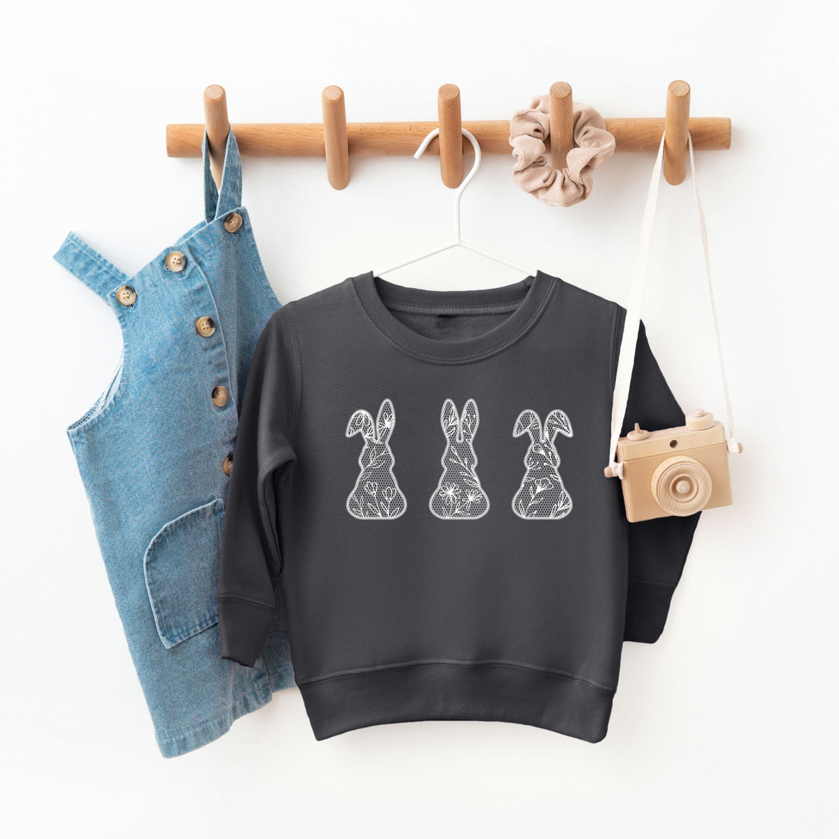 Easter Bunnies Faux Lace  - Toddler Graphic Sweatshirt