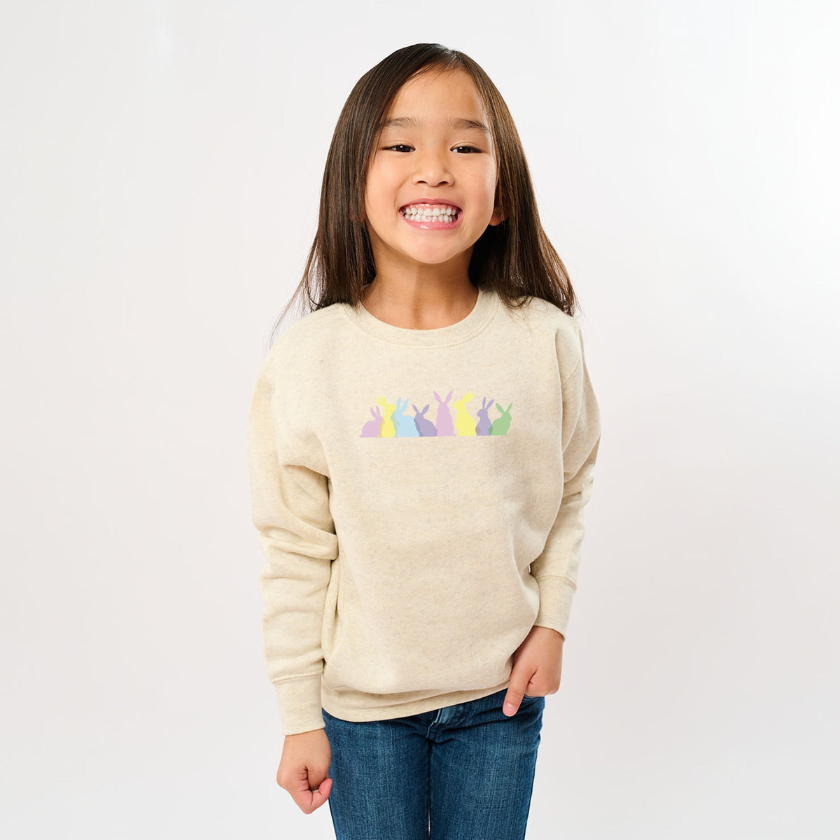 Colorful Bunnies Row - Youth Graphic Sweatshirt