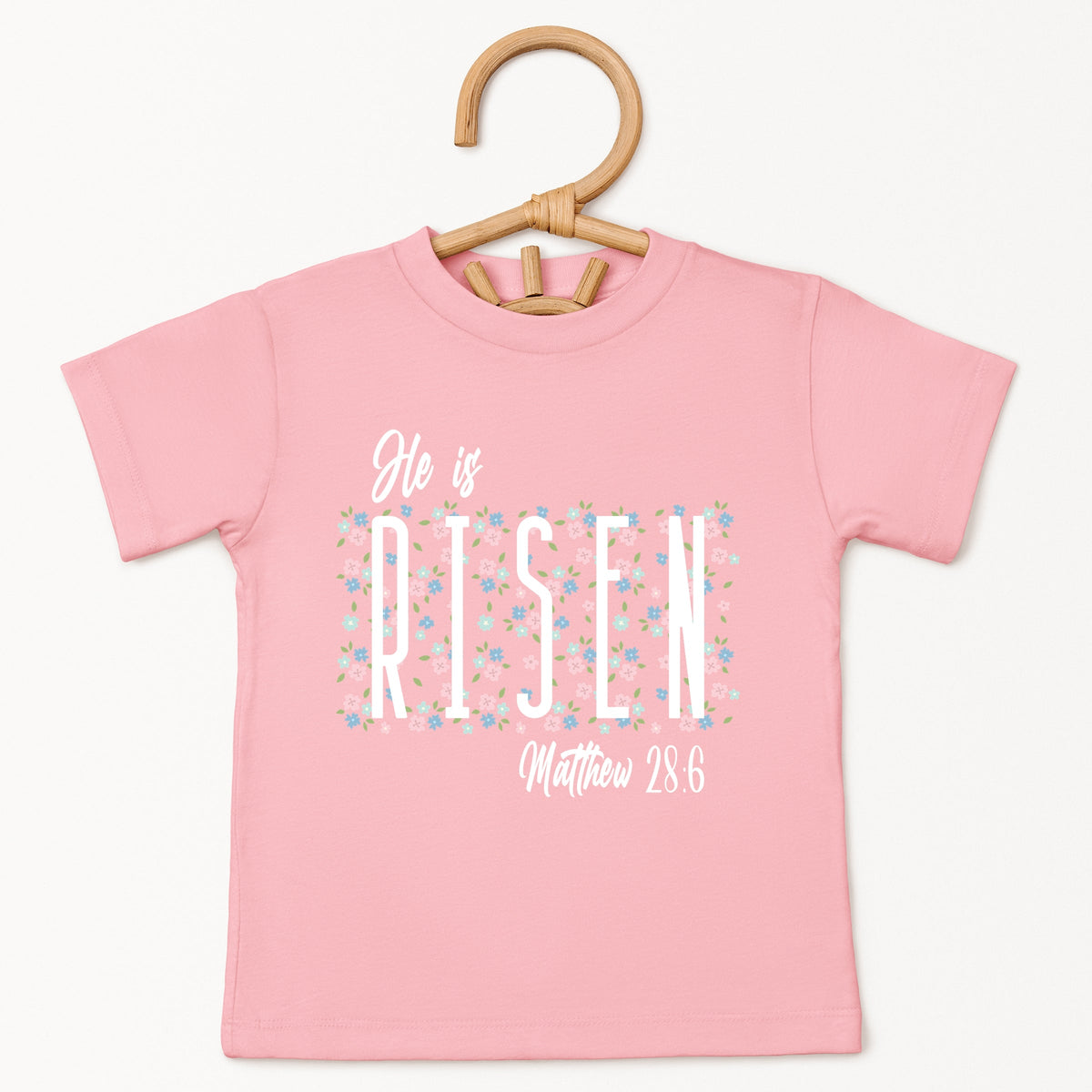 He Is Risen Floral - Toddler Short Sleeve Graphic T-Shirt