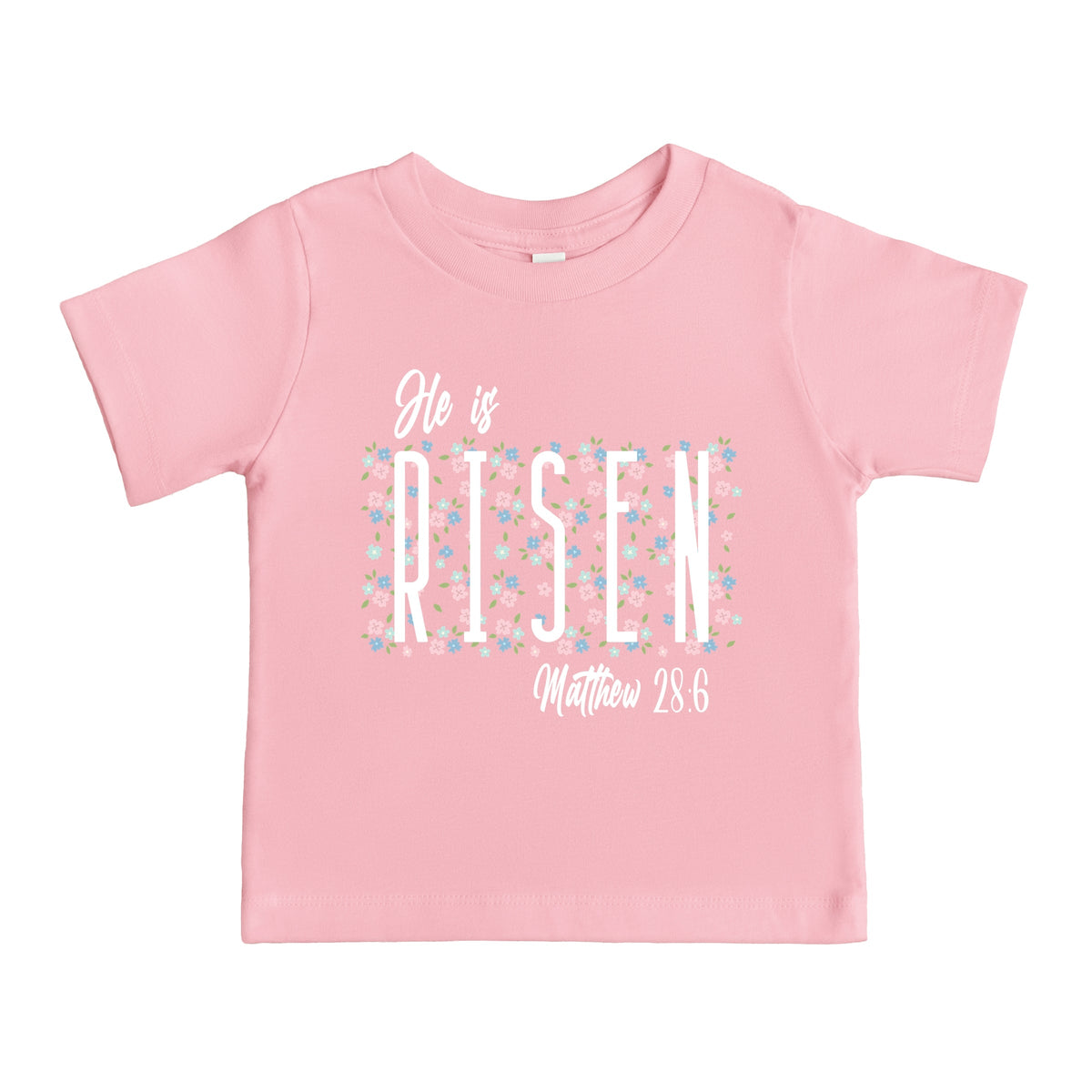 He Is Risen Floral - Toddler Short Sleeve Graphic T-Shirt