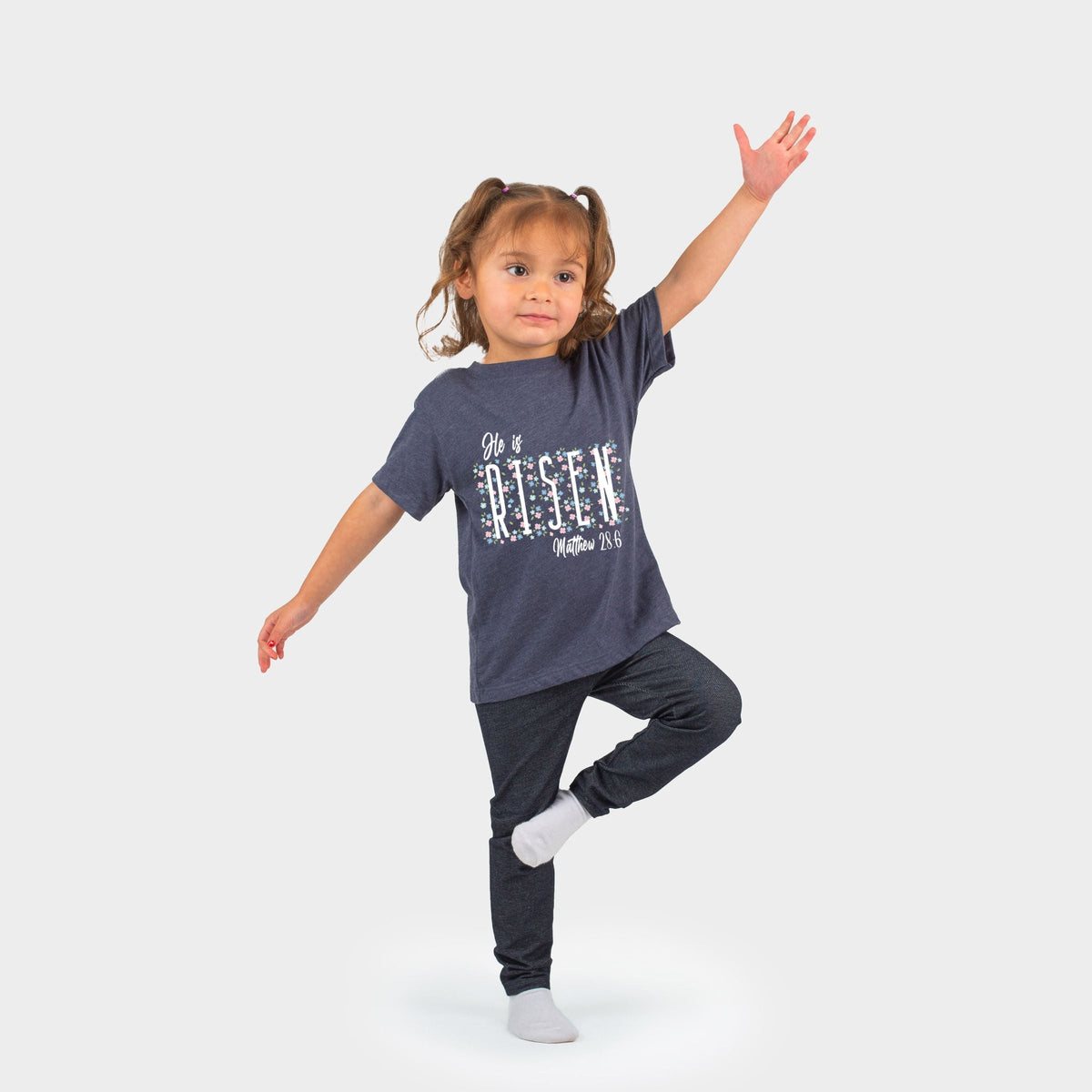 He Is Risen Floral - Toddler Short Sleeve Graphic T-Shirt