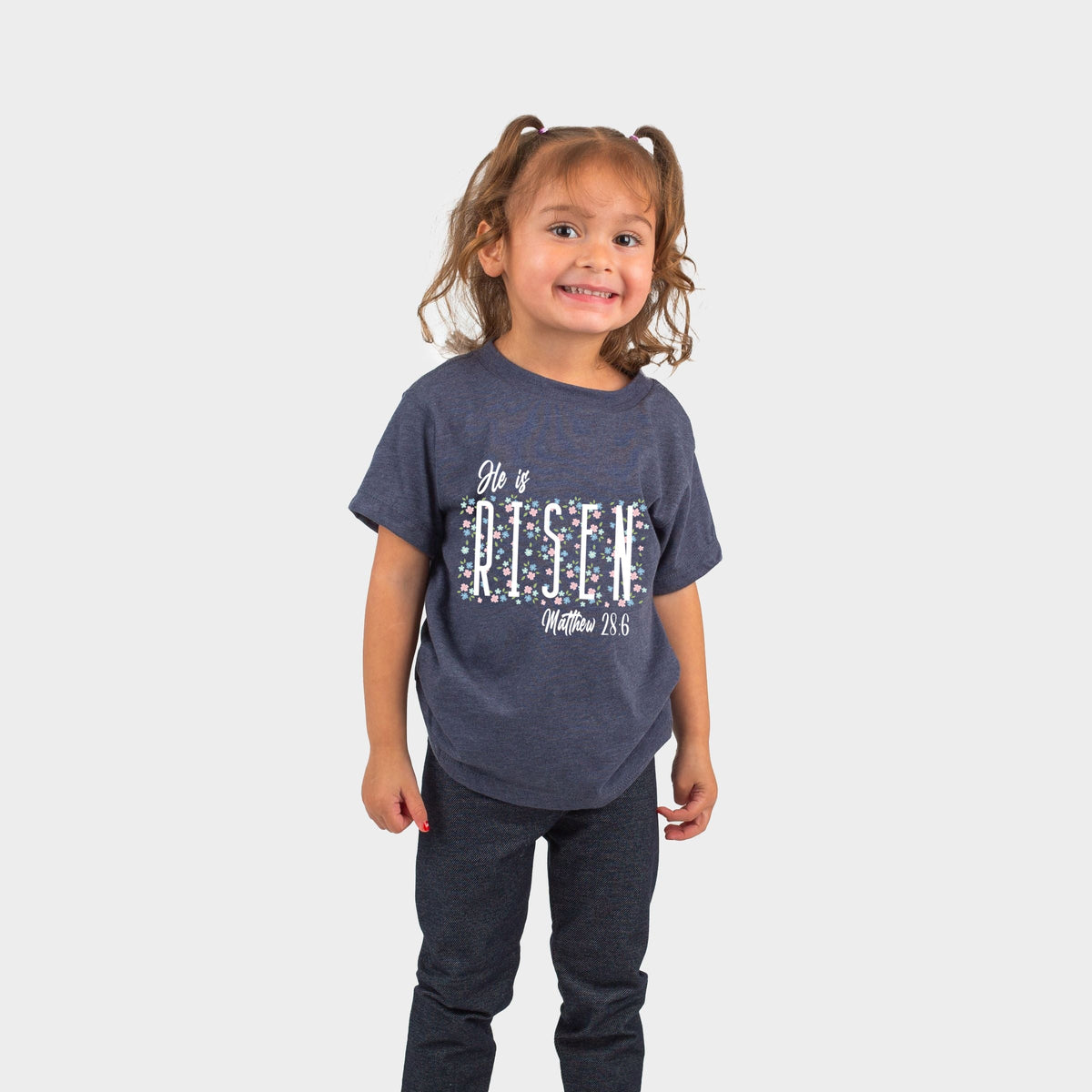 He Is Risen Floral - Toddler Short Sleeve Graphic T-Shirt